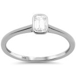<span style="color:purple">SPECIAL!</span> .31ct G SI 14K White Gold Bezel Set Emerald Cut Diamond Engagement Ring Size 7