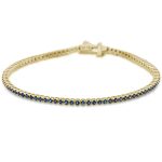 <span style="color:purple">SPECIAL!</span> 2.62cts G SI 14K Yellow Gold Natural Blue Sapphire Tennis Bracelet 7"