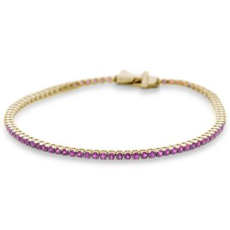 <span style="color:purple">SPECIAL!</span>2.80ct G SI 14K Yellow Gold Natural Ruby Tennis Bracelet 7"