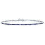 <span style="color:purple">SPECIAL!</span>2.59cts G SI 14K White Gold Natural Blue Sapphire Tennis Bracelet 7"