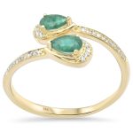 <span style="color:purple">SPECIAL!</span> .46ct G SI 14K Yellow Gold Diamond & Natural Emerald Gemstones Ring Size 6.5