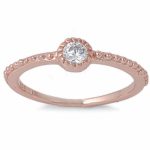 <span>CLOSEOUT!</span>Rose Gold Plated Cubic Zirconia Petite Band .925 Sterling Silver