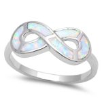 <span>CLOSEOUT!</span> White Opal Infinity Symbol .925 Sterling Silver Ring Sizes 4-12