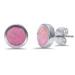 VBezel Pink Opal  .925 Sterling Silver Earrings