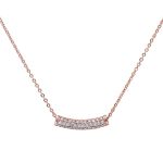 <span>CLOSEOUT! </span>Rose Gold Plated Micro Pave Cz Bar .925 Sterling Silver Pendant Necklace