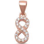 <span>CLOSEOUT! </span>Rose Gold Plated Cz Infinity .925 Sterling Silver Pendant