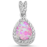 Pear Pink Opal & Cubic Zirconia .925 Sterling Silver Pendant