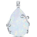 <span>CLOSEOUT! </span>White Opal Teardrop .925 Sterling Silver Pendant
