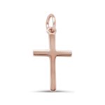 <span>CLOSEOUT! </span>Rose Gold Plated Mini Cross .925 Sterling Silver Pendant