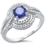 <span>CLOSEOUT!</span>Tanzanite & Cz  .925 Sterling Silver Ring Sizes 5