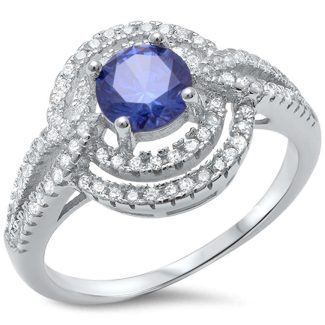 <span>CLOSEOUT!</span>Tanzanite & Cz  .925 Sterling Silver Ring Sizes 5