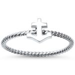 <span>CLOSEOUT!</span>Sailor Anchor Braided Solid .925 Sterling Silver Ring Size 4