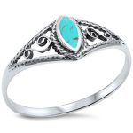 <span>CLOSEOUT!</span> Green Turquoise w/ fancy Design .925 Sterling Silver Ring