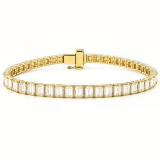<span style="color:purple">SPECIAL!</span>7.39ct G SI 14K Yellow Gold Emerald Cut Diamond Tennis Bracelet 7" Long